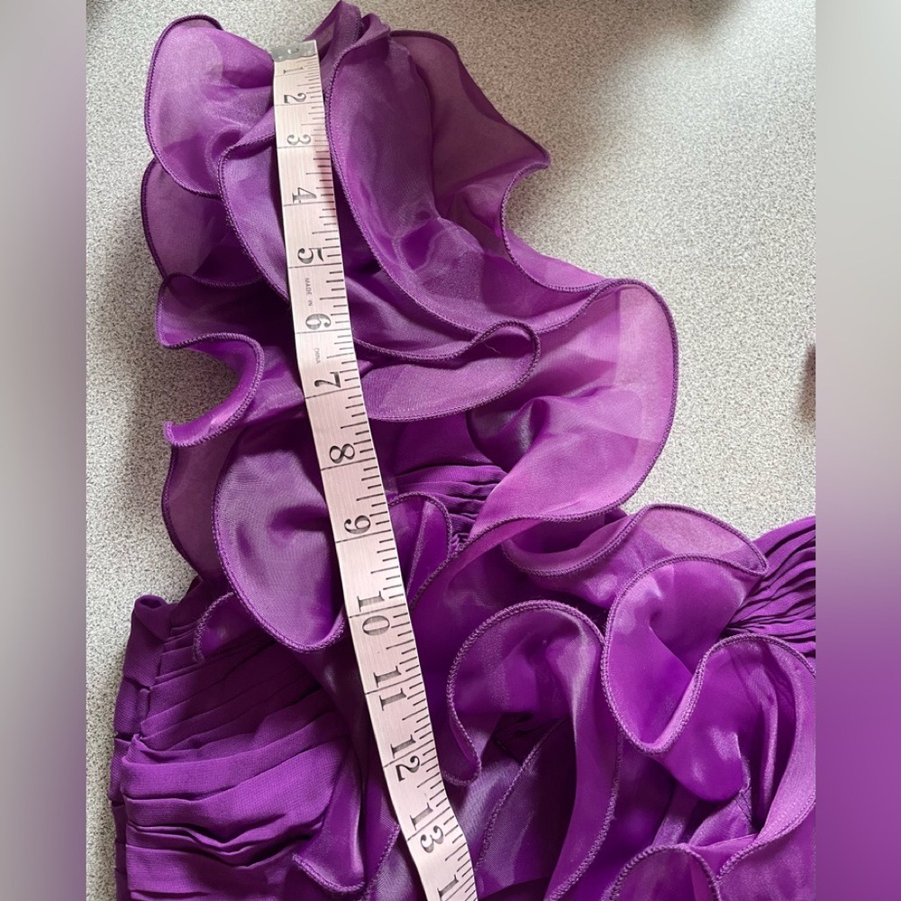 May Queen Vibrant Magenta One-Shoulder Ruffle Dress Size 8 - Picture 12 of 14